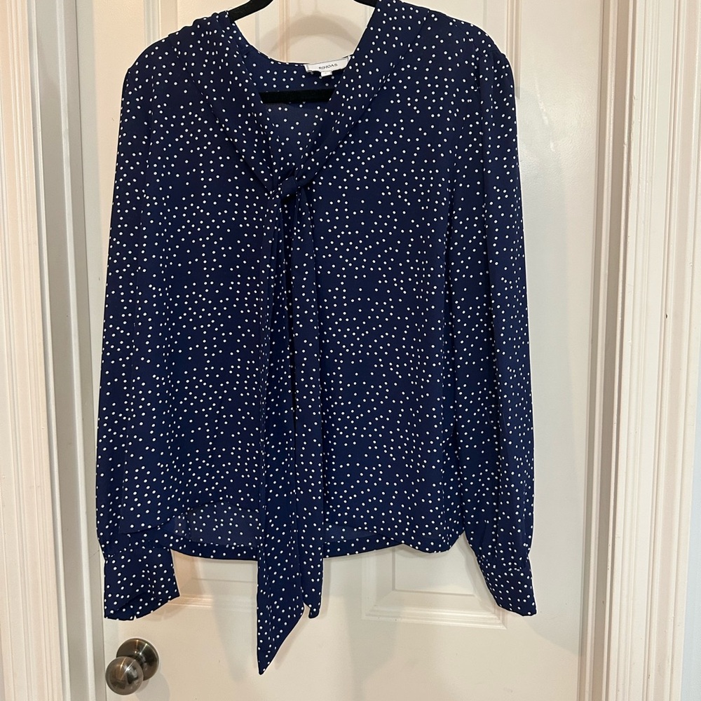 RIHOAS Dark Blue Blouse with White Dots